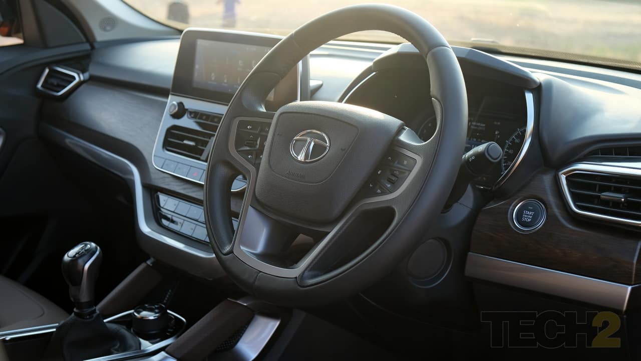 The Harrier gets a 8.8-inch touchscreen infotainment plays audio out of nine JBL speakers. Image: tech2/ Ankit Vengurlekar